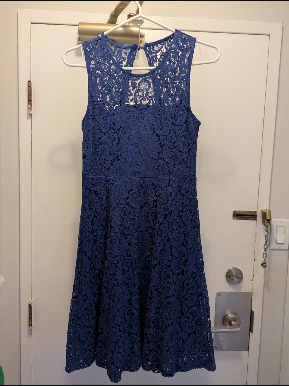 Navy Blue Lace A-Line Dress